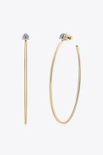 18k gold-plated hoop earrings with clear moissanite studs