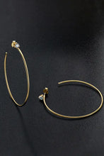 18k gold-plated hoop earrings with clear moissanite stud