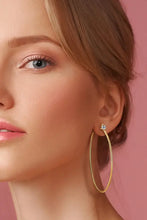 18k gold-plated hoop earring with clear moissanite stud
