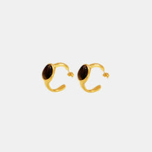 18k gold-plated hoop earrings with natural tiger’s eye stone