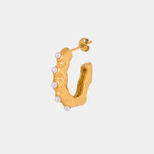 18k gold-plated hoop earrings with synthetic pearl accents