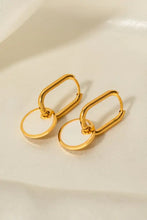 18k gold-plated hoop earrings with white mother-of-pearl disc charms