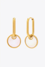 18k gold-plated hoop earrings with white mother-of-pearl disc charms