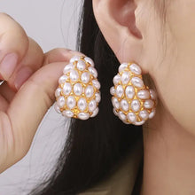 18k gold-plated imitation pearl earrings with freshwater pearls