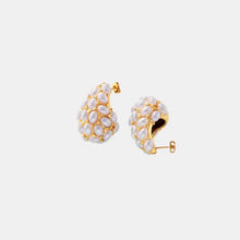 18k gold-plated imitation pearl hoop earrings with cluster design