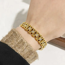 18K Gold-Plated Inlaid Rhinestone Chain Bracelet Gold One Size Bracelets