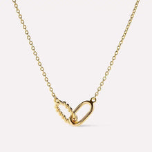 18k gold-plated interlocked titanium steel necklace with oval pendants