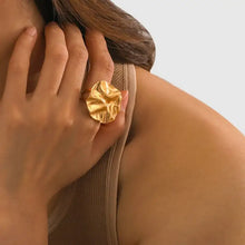 18K gold-plated irregular open ring on finger