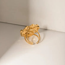 Shiny 18K gold-plated irregular open ring in abstract design