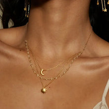 18k gold-plated layered necklace with sun and moon pendants