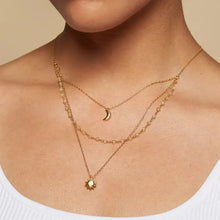 18k gold-plated layered necklace with sun and moon charms