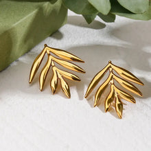 18k gold-plated leaf drop earrings with stainless steel studs