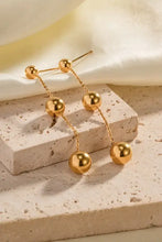 Pair of 18k gold-plated minimalist ball bead stainless steel dangle earrings