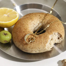 18K gold-plated moon star pendant necklace on bagel