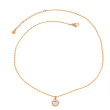 18K Gold-Plated Moonstone Iridescent Pendant Necklace Fashion Jewelry