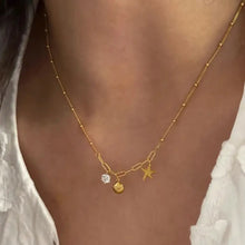 18K Gold Plated Necklace with Seashell Starfish and Crystal Charms Fashion Jewelry