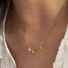 18K Gold Plated Necklace with Seashell Starfish and Crystal Charms Fashion Jewelry