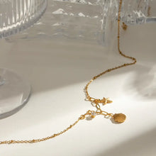 18K Gold Plated Necklace with Seashell Starfish and Crystal Charms Fashion Jewelry