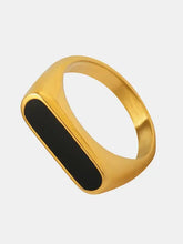 18k gold-plated oil drip ring with black rectangular enamel inlay