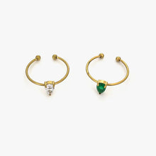 18k gold-plated open ring set with inlaid zircon teardrop gems