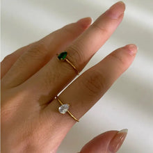 18k gold-plated open ring set with inlaid zircon teardrop gemstones
