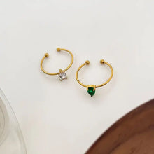18k gold-plated open ring set with inlaid zircon teardrop gems