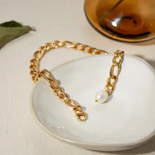 18k gold-plated pearl bracelet with synthetic pearl anklet set