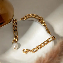 18k gold-plated pearl bracelet with synthetic pearl anklet set