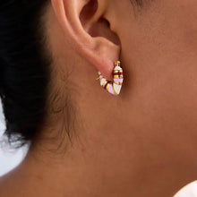 18K gold-plated resin heart earrings with enamel stripes