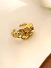 18k gold-plated sculptural adjustable snake ring with scales