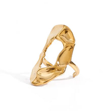 18K gold-plated sculptural statement ring with open organic shape