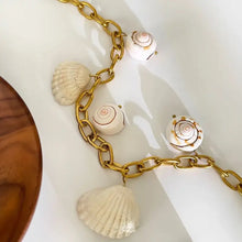 18K Gold-Plated Seashell Chain Link Necklace Fashion Jewelry