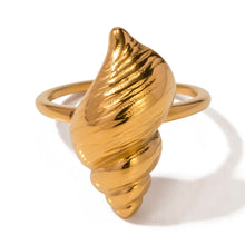 18K Gold Plated Seashell Ring Stainless Steel Fashion Jewelry