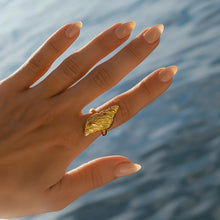 18K Gold Plated Seashell Ring Stainless Steel Fashion Jewelry