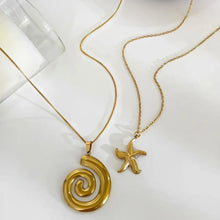 18K Gold Plated Spiral Pendant Layered Necklace Set Fashion Jewelry