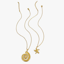18K Gold Plated Spiral Pendant Layered Necklace Set