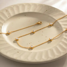 18k gold-plated stainless inlaid zircon necklace with clear gems