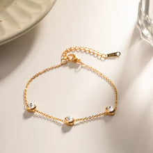 18k gold-plated stainless inlaid zircon bracelet with bezel-set gems