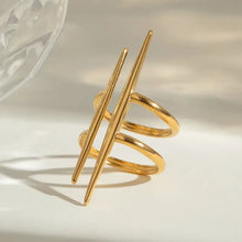 18k gold-plated stainless steel asymmetrical double bar ring