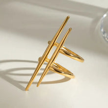 18k gold-plated stainless steel asymmetrical double bar ring