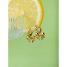 Pair of 18k gold-plated stainless steel bow earrings