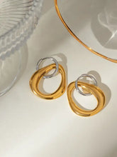 Pair of 18K gold-plated stainless steel contrast asymmetrical earrings