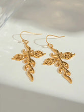 18k gold-plated stainless steel cross flame drop earrings