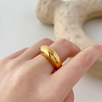 18K Gold Plated Stainless Steel Dome Ring Gold