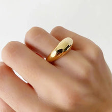 18K gold plated stainless steel dome ring with smooth polished surface