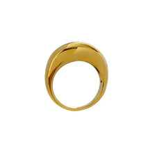 18K gold plated stainless steel dome ring with polished finish