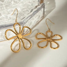 18K gold-plated flower earrings with open-work dangle design