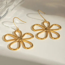 18k gold-plated stainless steel flower earrings with intricate petals