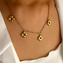 18k gold-plated stainless steel flower necklace with clover charms