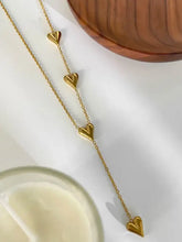 18k gold-plated stainless steel heart drop Y necklace with lariat chain